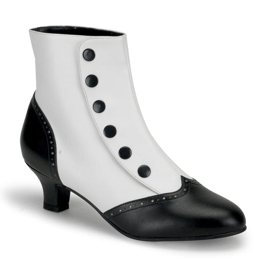 Bordello FLORA-1023 Ankle Boot (White-Black Pu)