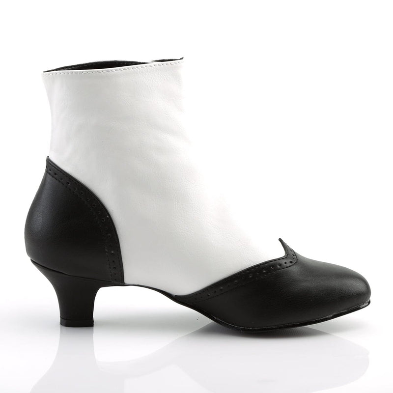 Bordello FLORA-1023 Ankle Boot (White-Black Pu)