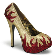 Bordello TEEZE-27 Gold Mini Glitter-Red Rhinestones 6
