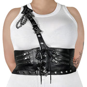 DA-105 Black Stretch Faux Leather Waist Harness Demonia US Size (Women's): L-XL