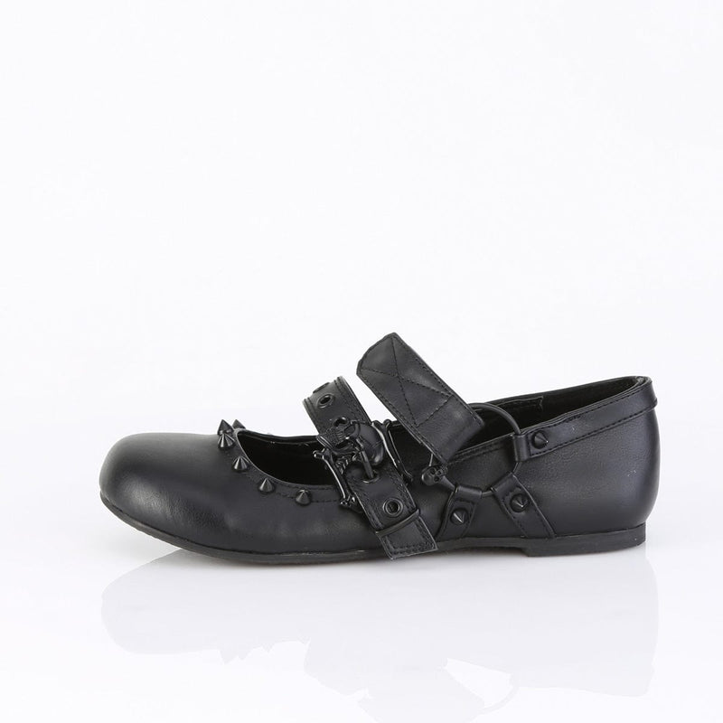 DAISY-08 Black Vegan Leather Flats Demonia US Size (Women's): 6