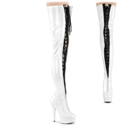 DELIGHT-3027 White-Black Stretch Patent/White Pleaser US Size (Women's): 5