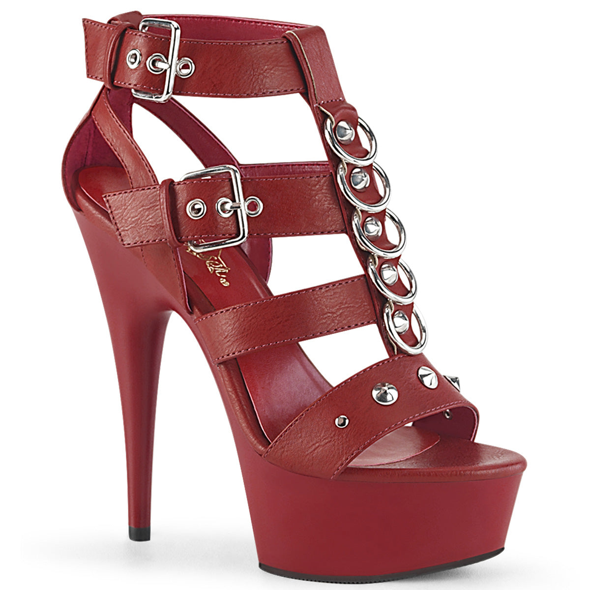 DELIGHT-658 Red Faux Leather Sandals