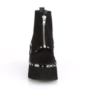 Demonia ASHES-100 Ankle Boot (Black Vegan Suede-Black Vegan Leather)