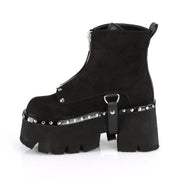 Demonia ASHES-100 Ankle Boot (Black Vegan Suede-Black Vegan Leather)