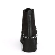 Demonia ASHES-100 Ankle Boot (Black Vegan Suede-Black Vegan Leather)