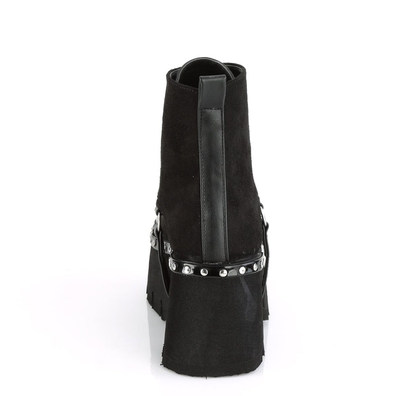Demonia ASHES-100 Ankle Boot (Black Vegan Suede-Black Vegan Leather)