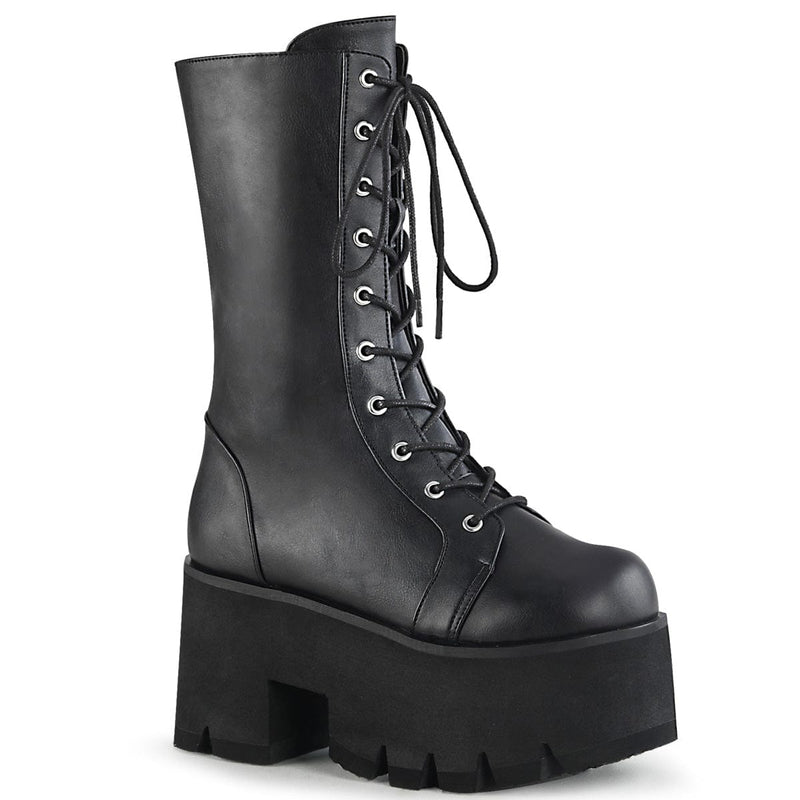 Demonia ASHES-105 Mid-Calf Boot (Black Vegan Leather)