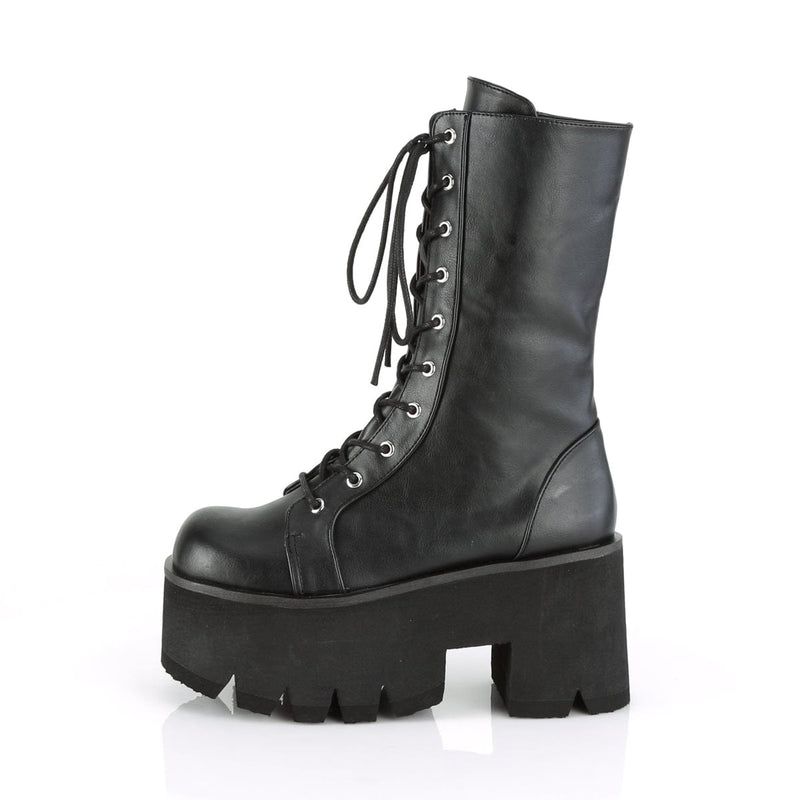 Demonia ASHES-105 Mid-Calf Boot (Black Vegan Leather)