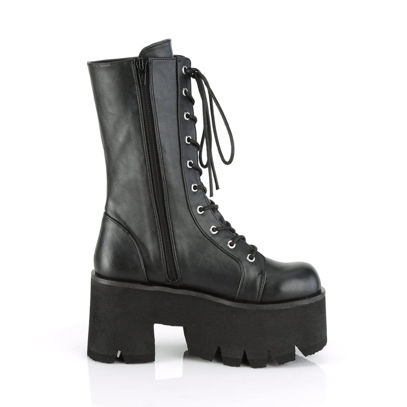 Demonia ASHES-105 Mid-Calf Boot (Black Vegan Leather)