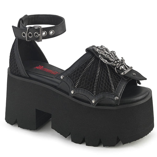 Demonia ASHES-11 Sandal (Black Vegan Leather-Mesh)