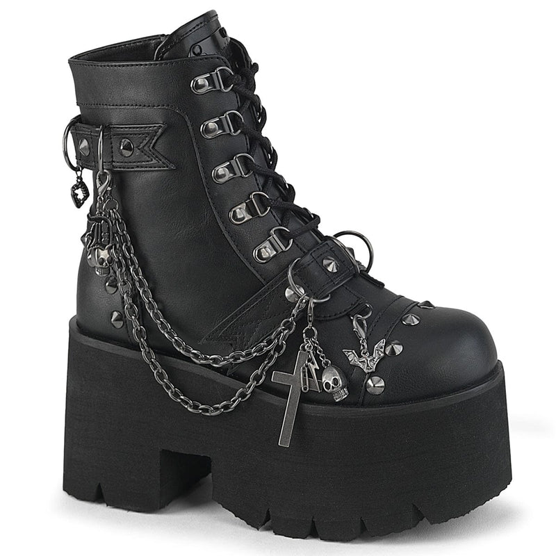 Demonia ASHES-52 Ankle Boot (Black Vegan Leather)