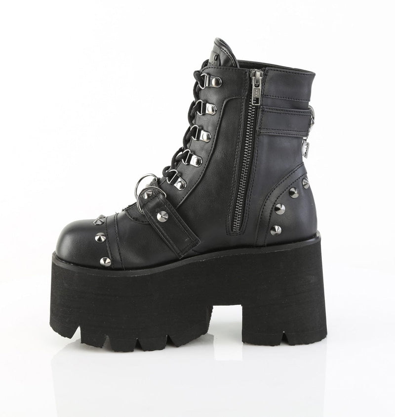 Demonia ASHES-52 Ankle Boot (Black Vegan Leather)