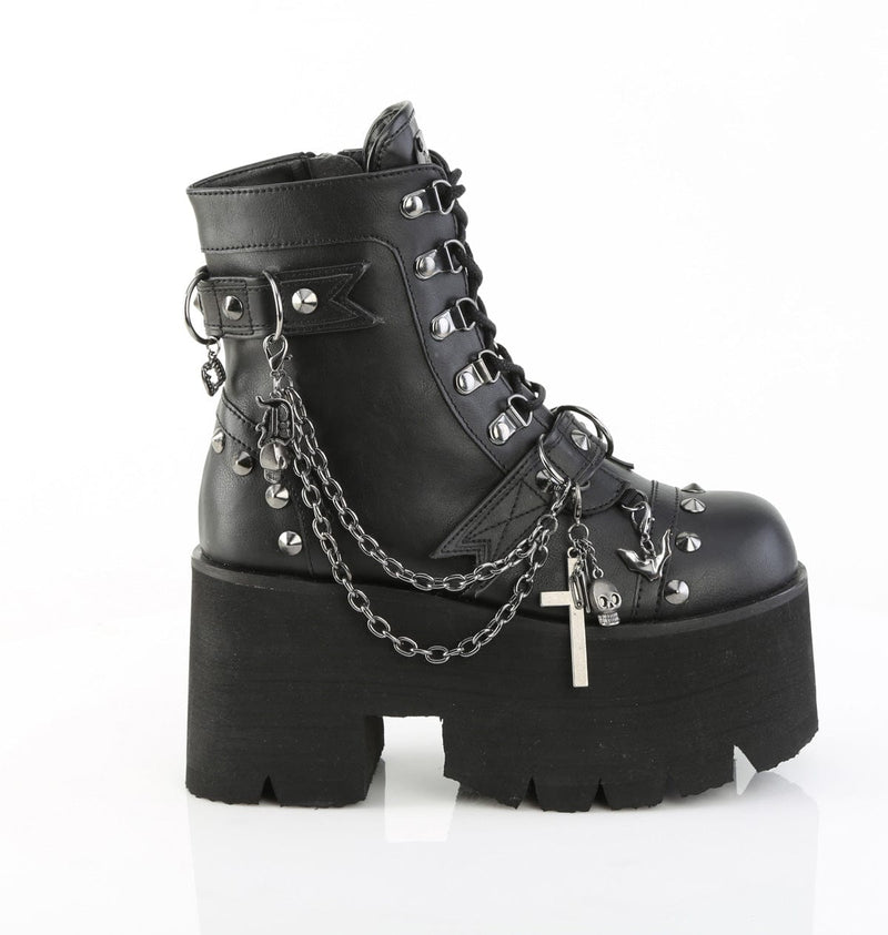 Demonia ASHES-52 Ankle Boot (Black Vegan Leather)