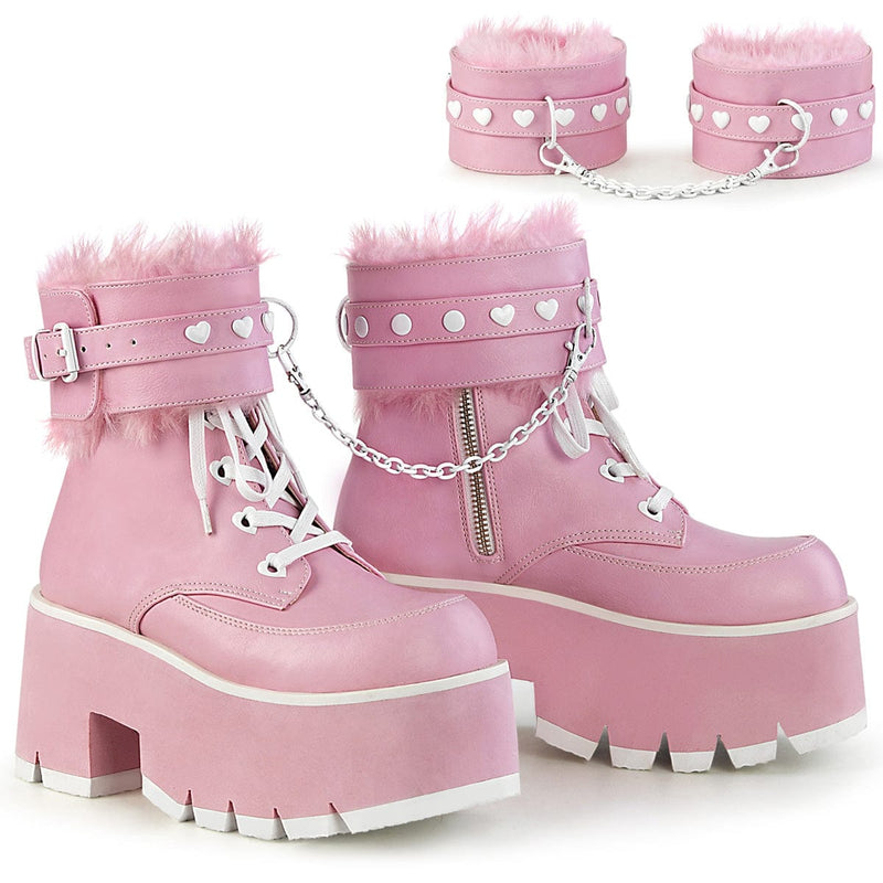 Demonia ASHES-57 Ankle Boot (Baby Pink Vegan Leather)