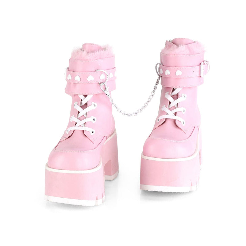 Demonia ASHES-57 Ankle Boot (Baby Pink Vegan Leather)
