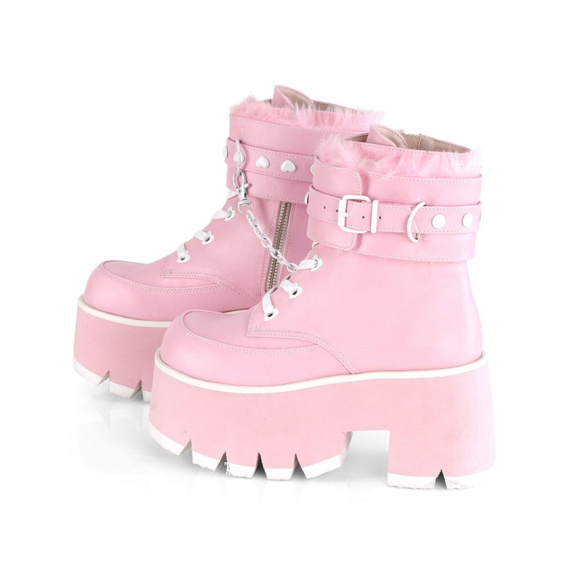 Demonia ASHES-57 Ankle Boot (Baby Pink Vegan Leather)