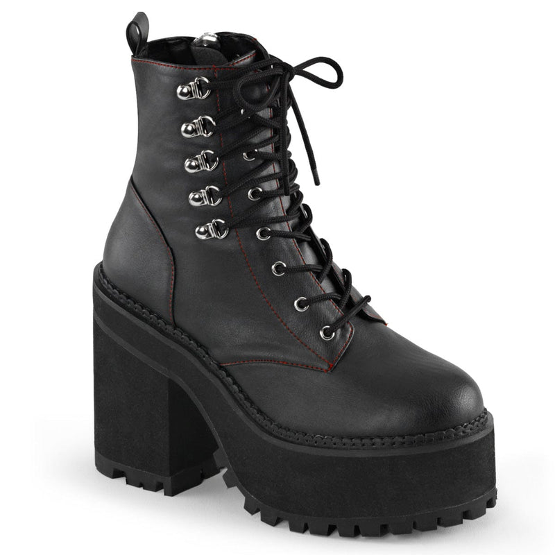 Demonia ASSAULT-100 Ankle Boot (Black Vegan Leather)