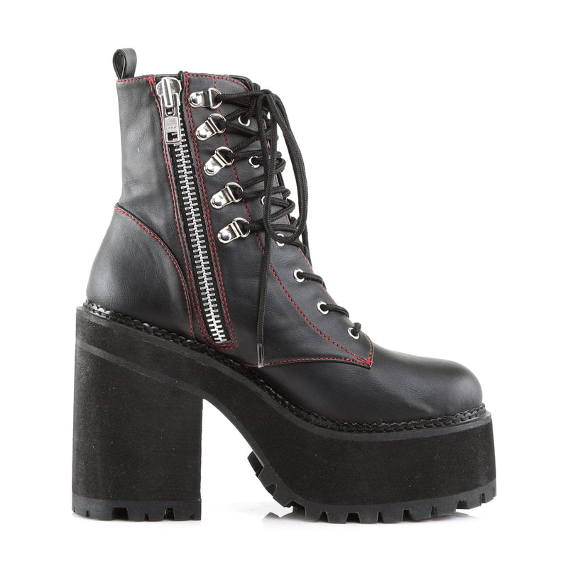 Demonia ASSAULT-100 Ankle Boot (Black Vegan Leather)