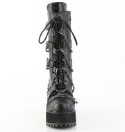 Demonia ASSAULT-117 Mid-Calf Boot (Black Vegan Leather)