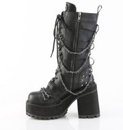 Demonia ASSAULT-117 Mid-Calf Boot (Black Vegan Leather)