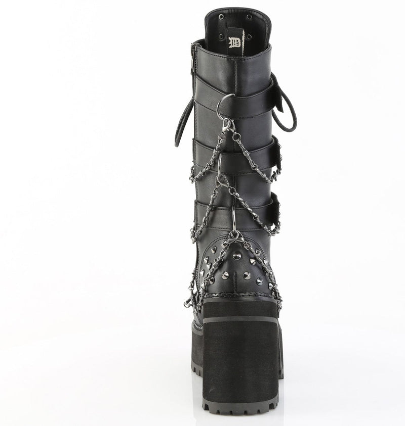 Demonia ASSAULT-117 Mid-Calf Boot (Black Vegan Leather)