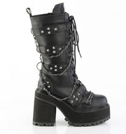 Demonia ASSAULT-117 Mid-Calf Boot (Black Vegan Leather)