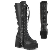 Demonia ASSAULT-218 Knee High Boot (Black Vegan Leather) 6
