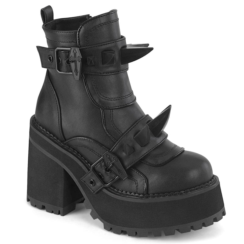 Demonia ASSAULT-72 Ankle Boot (Black Vegan Leather) 6