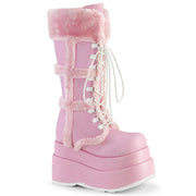 Demonia BEAR-202 Mid-Calf Boot (Baby Pink Vegan Leather) 6