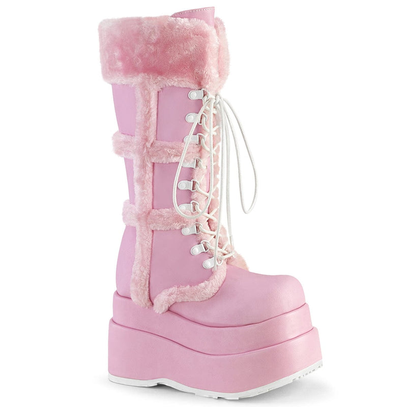 Demonia BEAR-202 Mid-Calf Boot (Baby Pink Vegan Leather) 6