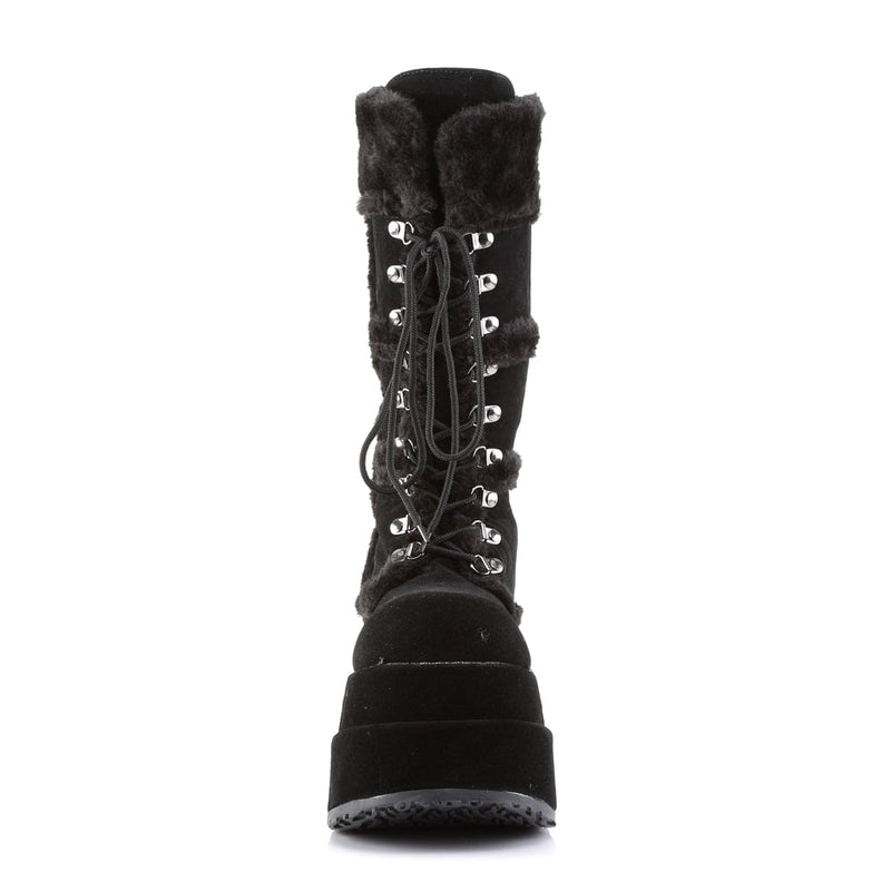 Demonia BEAR-202 Mid-Calf Boot (Black Vegan Suede)