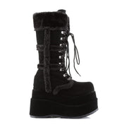 Demonia BEAR-202 Mid-Calf Boot (Black Vegan Suede)
