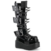 Demonia BEAR-215 Knee High Boot (Black Vegan Leather-Patent) 6
