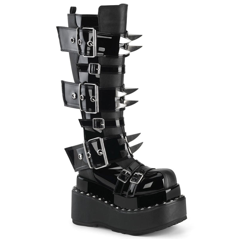 Demonia BEAR-215 Knee High Boot (Black Vegan Leather-Patent) 6