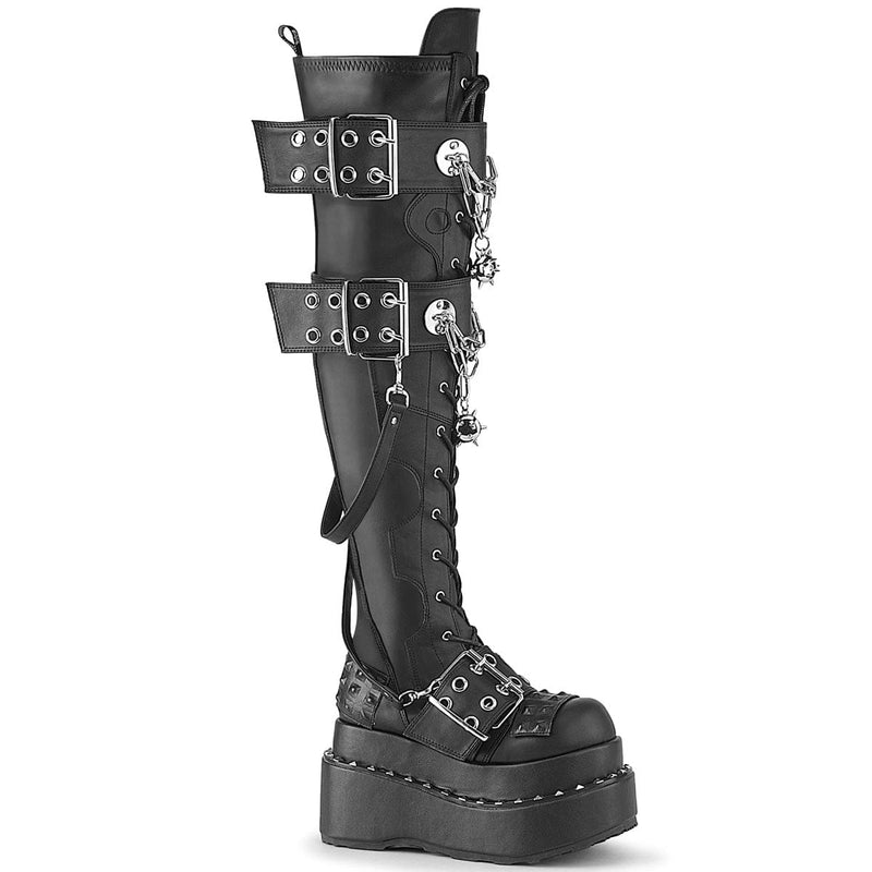 Demonia BEAR-316 Knee High Boot (Black Vegan Leather)