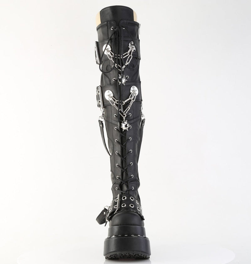 Demonia BEAR-316 Knee High Boot (Black Vegan Leather)