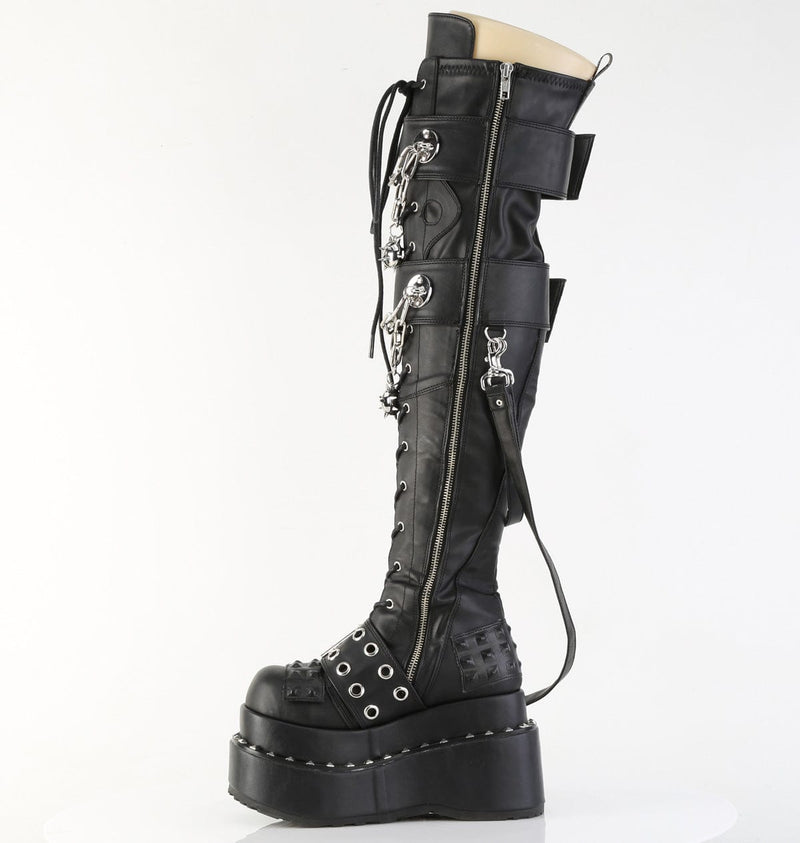 Demonia BEAR-316 Knee High Boot (Black Vegan Leather)