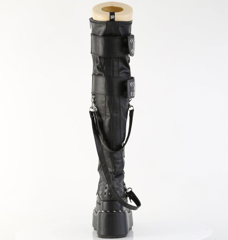 Demonia BEAR-316 Knee High Boot (Black Vegan Leather)