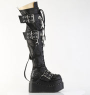 Demonia BEAR-316 Knee High Boot (Black Vegan Leather)