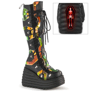 Demonia BLAZE-152 Knee High Boot (Black Vegan Leather- Magic Mirror)