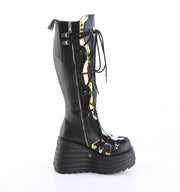 Demonia BLAZE-152 Knee High Boot (Black Vegan Leather- Magic Mirror)