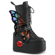 Demonia BLAZE-158 Mid-Calf Boot (Black Vegan Leather-Magic Mirror)