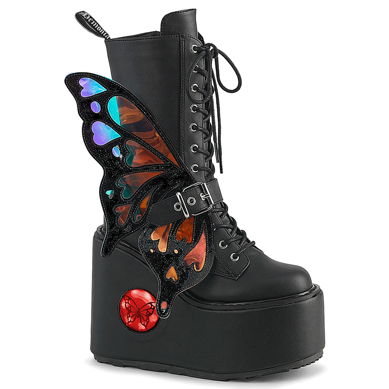 Demonia BLAZE-158 Mid-Calf Boot (Black Vegan Leather-Magic Mirror)