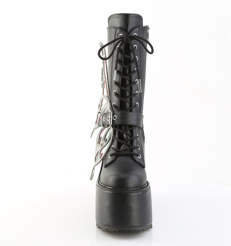 Demonia BLAZE-158 Mid-Calf Boot (Black Vegan Leather-Magic Mirror)