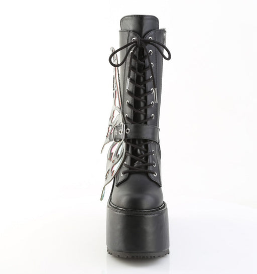 Demonia BLAZE-158 Mid-Calf Boot (Black Vegan Leather-Magic Mirror)