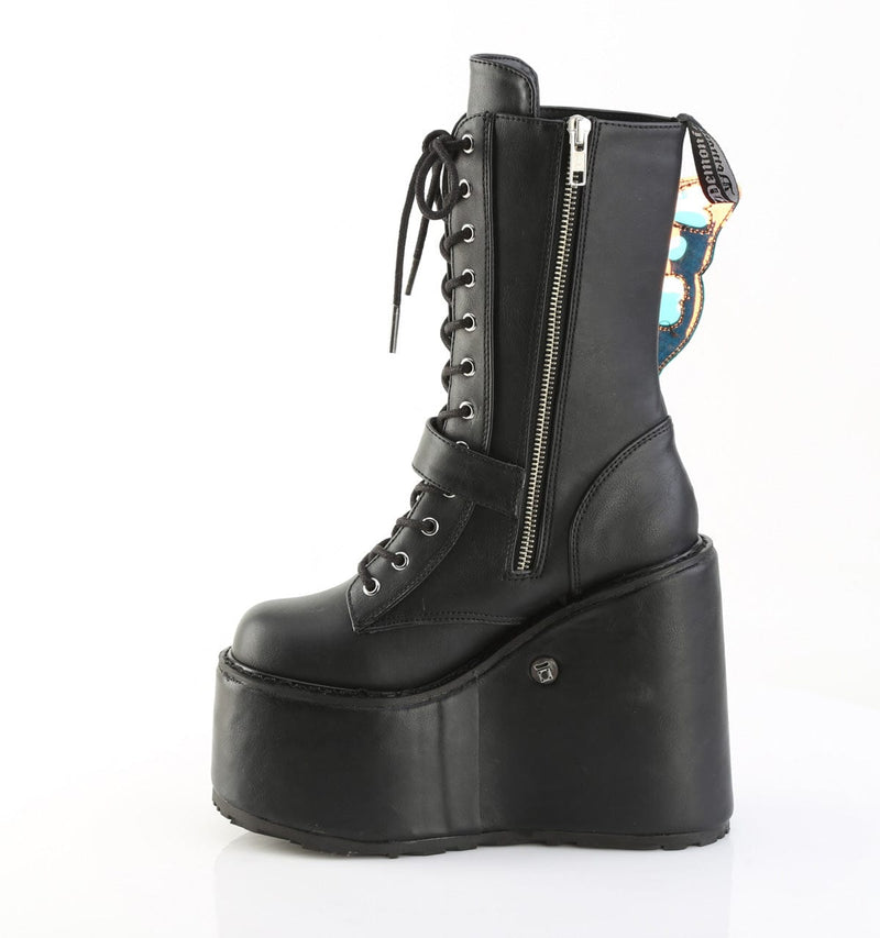 Demonia BLAZE-158 Mid-Calf Boot (Black Vegan Leather-Magic Mirror)