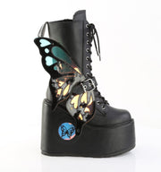 Demonia BLAZE-158 Mid-Calf Boot (Black Vegan Leather-Magic Mirror)