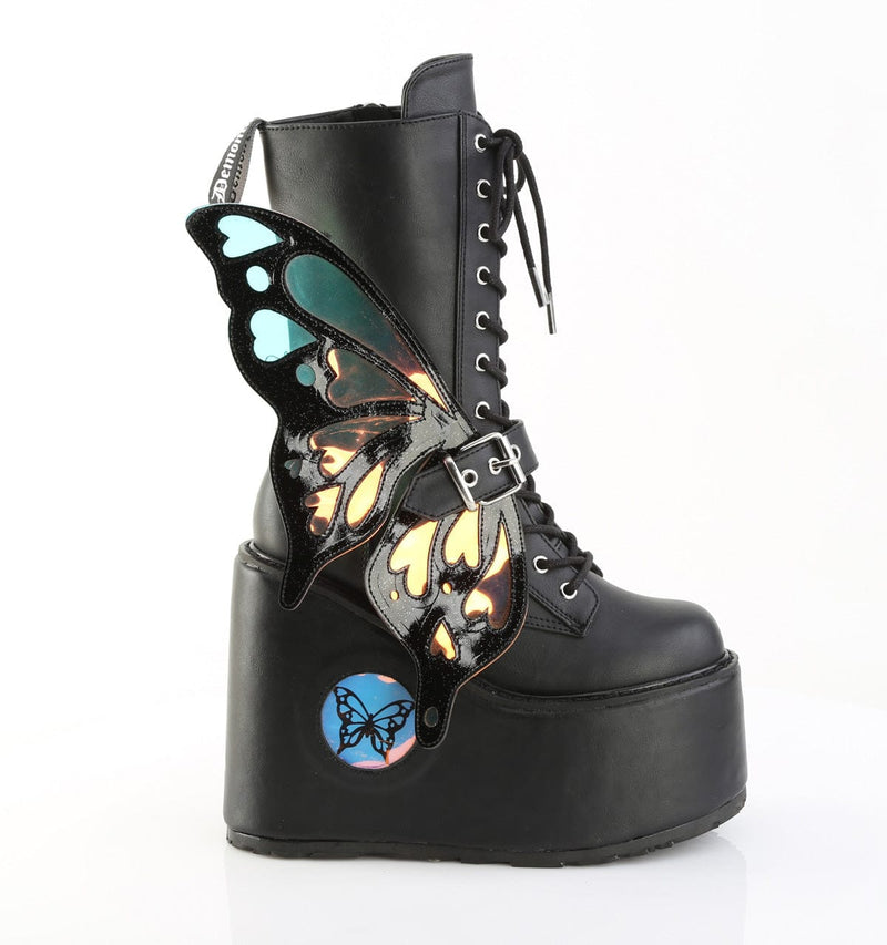 Demonia BLAZE-158 Mid-Calf Boot (Black Vegan Leather-Magic Mirror)