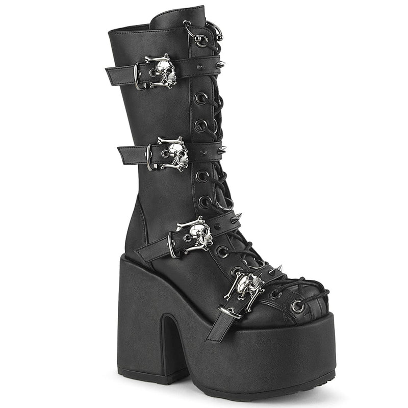 Demonia CAMEL-115 Mid-Calf Boot (Black Vegan Leather) 6